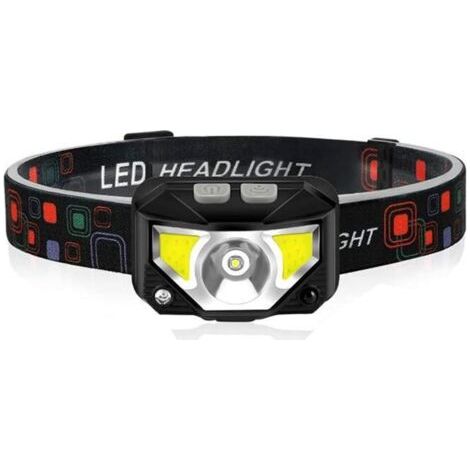 Lampe Frontale,Rechargeable USB,avec 6 Modes D'éclairage,avec Détecteur de Mouvement,Lampe Frontale COB Etanche,angle réglable de 45°,pour avec Lumière Rouge pour La Pêche/Camping/Cyclisme/Randonnée (1/4)