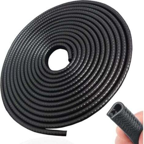 Bande anti-collision de porte antiadhésive noire de 5 mètres, bande d'étanchéité en caoutchouc en forme de U, adaptée à la plupart des modèles (1/4)