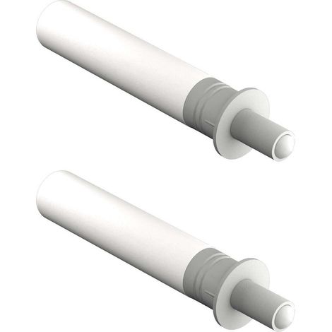 pistoni ammortizzatori per ante, da installare nella parte inferiore o superiore del mobile, in plastica grigia e bianca. Adattatore ammortizzatore per il supporto della chiusura dei mobili da cucina. (1/4)
