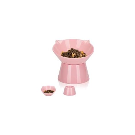 Bardusch-Gamelle surélevée inclinable 15° rose, réduit pression cou, pour petit chien/chat