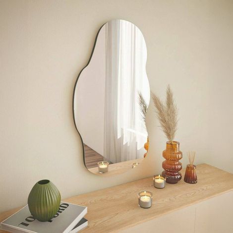 Dmora - Espejito Megrez, Espejo, Objeto de decoración de pared, Decoración de espejo, 40x2h72 cm, Negro, con embalaje reforzado (1/5)