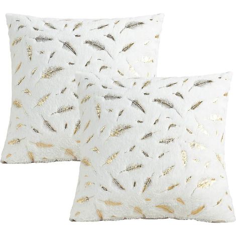 housse De Coussin En Peluche Avec Motif De Plumes, Taies D'oreiller Extra Douces Pour Chambre  Coucher, Dcoration D'intrieur, 45 X 45 Cm, Lot De 2 (1/5)