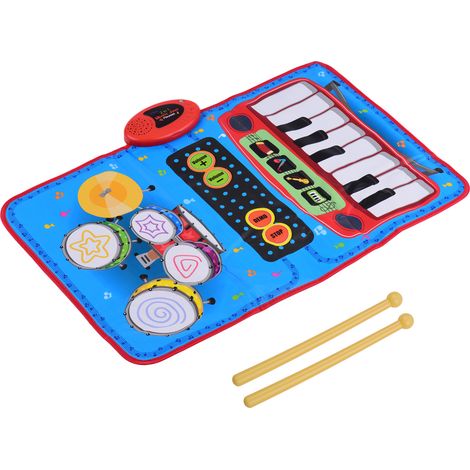 70 x 45 cm Elektronische Musikmatte mit Klavier und Schlagzeug (2-in-1) – Musikspielmatte und pädagogisches Musikspielzeug für Kinder (1/3)
