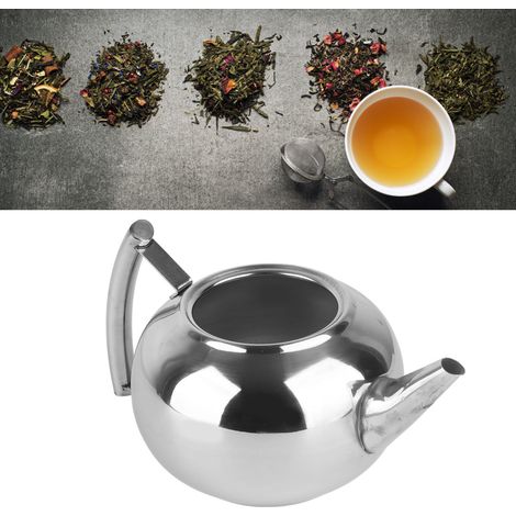 Théière en acier inoxydable non toxique avec filtre pour infuser le thé en vrac et les sachets (1,5 L) (1/5)