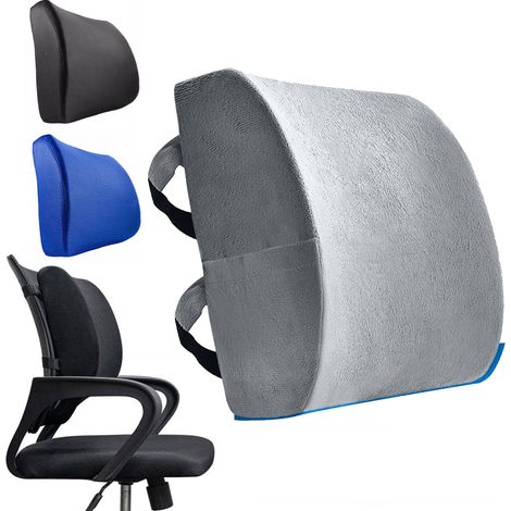 Coussin Lombaire de Soutien pour Chaise de Bureau - Coussin Dorsal en Mousse à Mémoire de Forme pour Voiture, Cadeau de Noël pour Homme et Femme (Gris) (1/3)