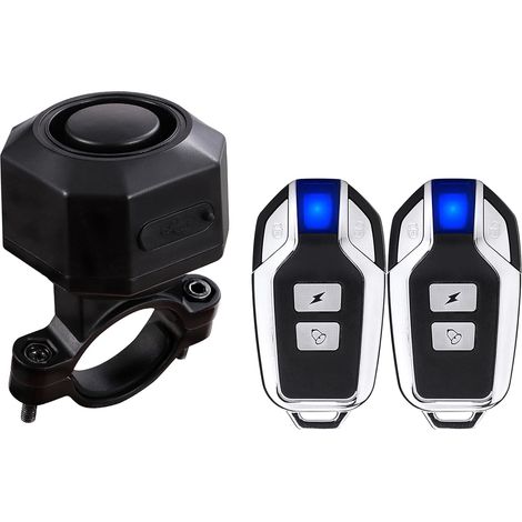 Alarme de vélo rechargeable avec 2 mises à jour de télécommande 110 dB Loud Imperméable Antivol Vibration Alarme pour Ebike Moto Scooter Voiture Livré avec câble de charge (1/5)
