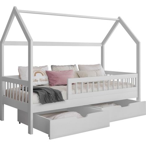 Cama Henderson 167, Blanco, Individuales, 80x180, Madera, Somieres, 87x186x150cm (1/3)
