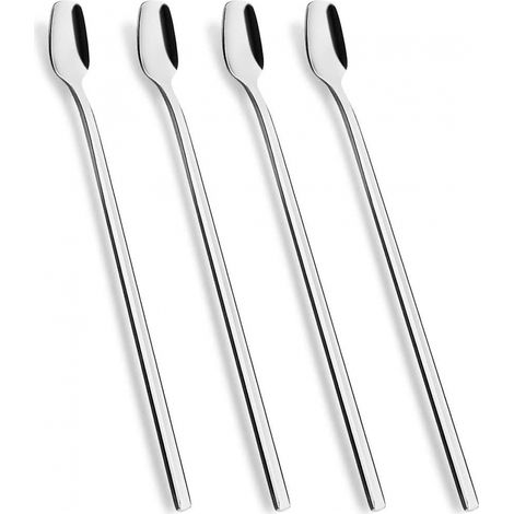 BEBUSINGOTO Juego de 4 cucharillas de té con mango largo de 6", fabricadas en acero inoxidable 18/10 de primera calidad. (1/5)