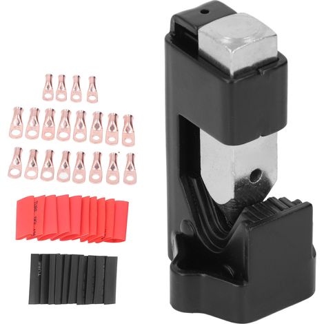 Outil de sertissage de cosses de câble de batterie, marteau à sertir les cosses de batterie avec 20 cosses et 20 gaines thermorétractables pour câbles de 8 AWG à 0000 AWG. (1/5)