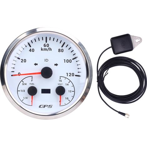 Ortviai Compteur de vitesse GPS 3-en-1 110 mm avec odomètre, jauge de carburant et voltmètre pour camping-cars, bateaux et camions CXA090 (1/5)