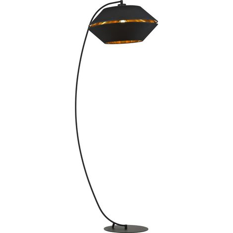 Lampadaire arqué PIANO abat-jour noir/or E27 Emibig (1/5)