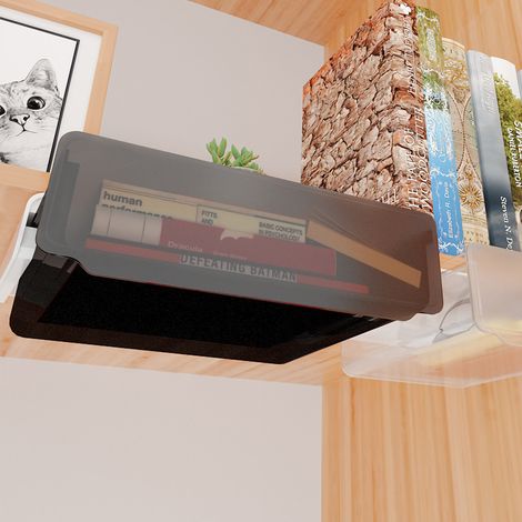 Boîte de rangement sous bureau sans perçage, petit tiroir caché en ABS/PS, pour dortoir, petite taille, transparent, noir. (1/5)