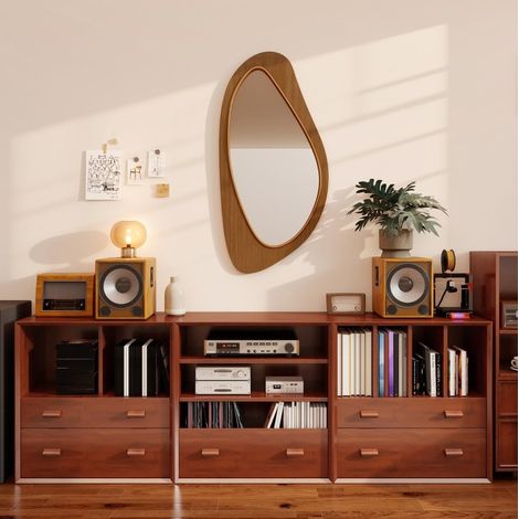 Miroir mural fenêtre 91,5 x 45 x 3 cm en placage de pin, bois naturel DESVIAE (1/5)