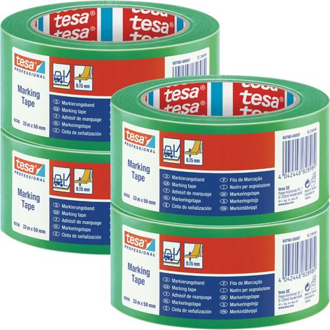 Ruban de signalisation TESA PROFESSIONAL en PVC vert résistant, 33 m x 50 mm x 4 (1/4)