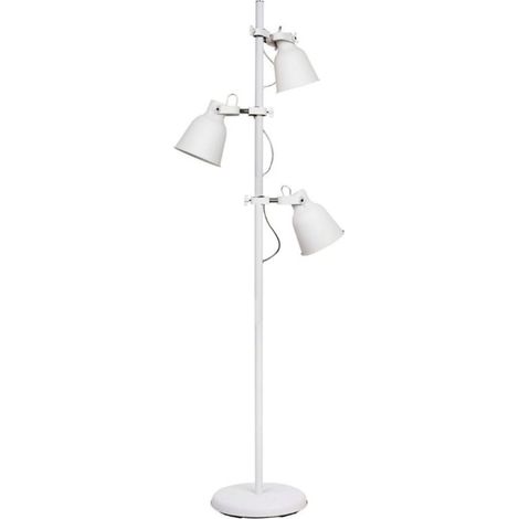 Lampadaire avec 3 Spots et Hauteur Réglable en Métal Blanc
