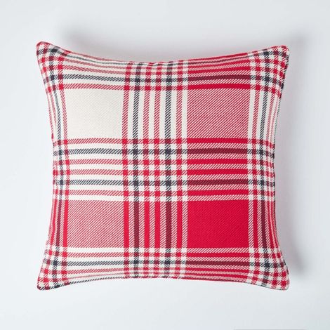 HOMESCAPES Red Tartan Pattern Cushion Cover, 45 x 45 cm