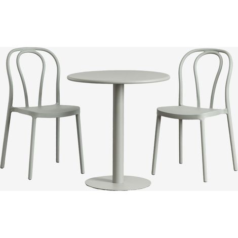 SKLUM Set aus rundem Tisch Ø70 cm und 2 Gartenstühlen Mizzi Grün Caqui                                  