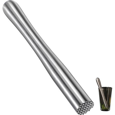 1 Pilon à cocktail, Acier inoxydable, Design ergonomique, Base dentelée, Pour bar et fête