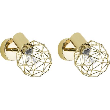 Set of 2 Spotlight Lamps CHENAB Adjustable Metal Gold