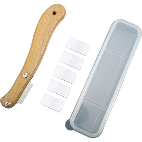 Lame à Pain avec Manche en Bois, Lame Couteau a Pain, Bois Couteau a Pain pour Pain Baguette, avec 5 Acier Inoxydable Lames, pour la Cuisine de Cuisson de Pate à Pain Bricolage (A), (1/5)