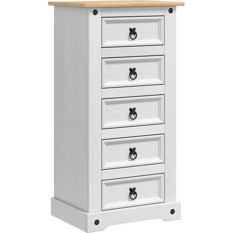 Maison Exclusive - Nachttisch Corona Weiß 53 x 39 x 103 cm Massiv