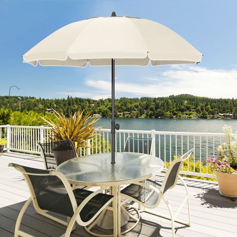 WOLTU Sonnenschirm φ155 cm, UV Schutz 50+ Strandschirm, Höhenverstellbar Knickbar, Gartenschirm mit Tragetasche,  für Balkon/Garten/Strand, Beige
