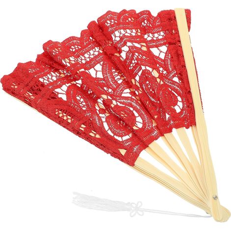 Éventail Healeved Vintage en dentelle de bambou pour mariages et spectacles  pliable portable 