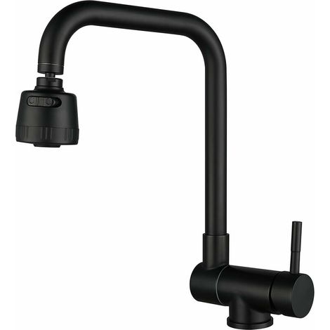 -Mitigeur Cuisine Rabattable,robinet Cuisine Rabattable Sous Fenetre Avec 2 Jets, acier inoxydable 304 Robinet Évier Pivotant à 360° (noir) (1/5)