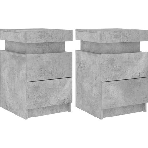 Maison Exclusive - Nachttische mit LED-Leuchten 2 Stk. Betongrau