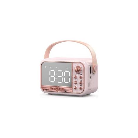 Enceinte Bluetooth rétro portable avec radio FM, alarme, lecteur MP3 (carte TF/USB), entrée AUX, son puissant – Idéale pour cuisine, chambre, intérieur et extérieur (1/5)