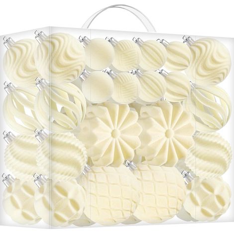 Set di 48 Palline di Natale in Velluto - Beige Elegante in Stile (1/5)