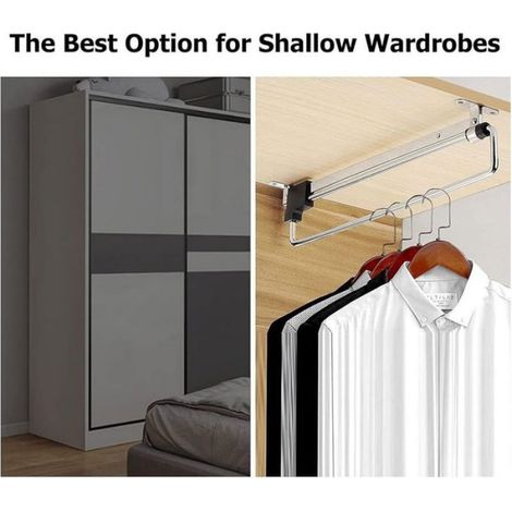 Tringle à vêtements extensible - Réglable et télescopique Support en fer robuste - Armoire et rangement - 40 cm (1/5)