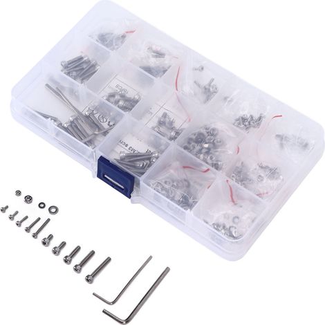 Kit 320 pièces Vis Écrous Rondelles Assortiment Acier Inoxydable 304 M2 M3 Boulons Hexagonaux pour Auto Camion (1/5)