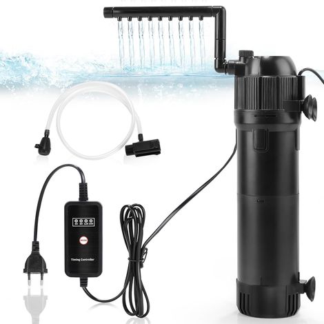 Filtro interno per acquario 5 in 1 da 650 l/h con lampada UVC da 8 W e timer, filtro interno regolabile da 6 W, filtro UV per acquario per vasche fino a 100-300 litri, pompa per acquario con filtro (1/5)