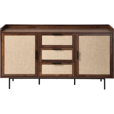 Buffet finitura noce 2 ante 3 cassetti frontali in tessuto L140 cm - JETSON
