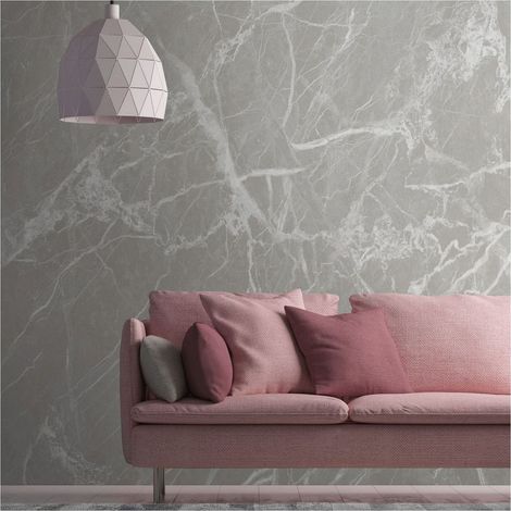 Sfondo fotografico Profhome 382271 Carta da parati TNT goffrata a caldo liscia con aspetto marmo opaca grigio bianco 3,71 m x 2,8 m (1/4)