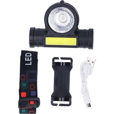 Lampada frontale a LED COB con doppia sorgente luminosa, ricaricabile, super luminosa, ideale per campeggio all'aperto e pesca notturna. (1/5)