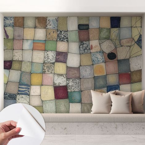 Papier peint adhésif autocollant pour salon chambre à coucher peint imprimé pour mur Mosaïque colorée 208x146 cm (1/5)