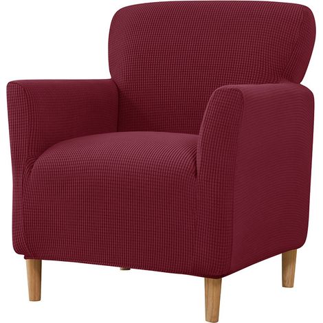 Housse de Fauteuil Ultra-Élastique en Tricot avec Accoudoirs Rouge Vin (1/5)