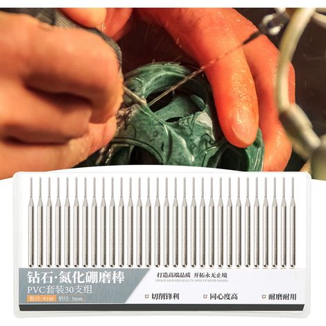 Ensemble de 30 aiguilles à aiguiser cylindriques plates en émeri, accessoires pour meuleuse électrique, 1 mm (1/5)