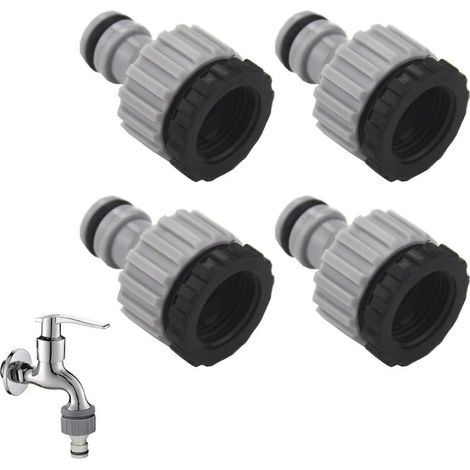 4-teiliger 2-in-1-Wasserhahnverbinder, Gartenschlauchverbinder, Gartenschlauch-Endkappe, Wasserhahnadapter (Schwarz) (1/5)