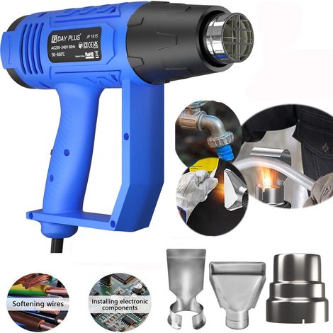 Décapeur thermique 2000W – 2 températures 50-650℃ – 3 buses pour peinture et adhésifs – Ergonomique et léger – Day Plus