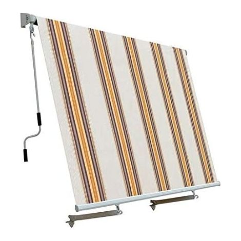 Tenda da sole a caduta con bracci tenda da balcone 3 x 2,45 metri beige rigato tenda parasole per balconi