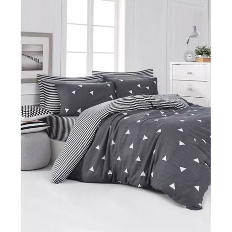 Bettwäsche - 1 Bettbezug 220 x 240 cm + 2 Kissenbezüge 60 x 60 cm - 65% Baumwolle, 35% Polyester - Grau