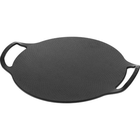 Victoria 34474 Plancha Cocina para Pizza Hierro Fundido Curado Inducción, Sartén 38cm, Fuego, Barbacoa, Horno  Negro