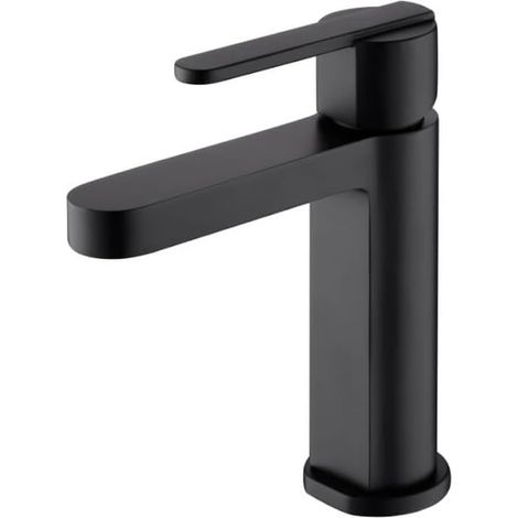 Rubinetto da bagno monocomando - Rubinetto lavabo in ottone per acqua calda/fredda - Rubinetto lavabo - Rubinetto bocca corta Colore Nero Opaco (1/4)