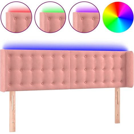 Maison Exclusive - Cabecero con LED de terciopelo rosa 147x16x78/ (1/5)