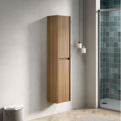 Armadietto pensile da bagno 140 cm a 2 ante, mobile stretto in multistrato, espresso (1/5)