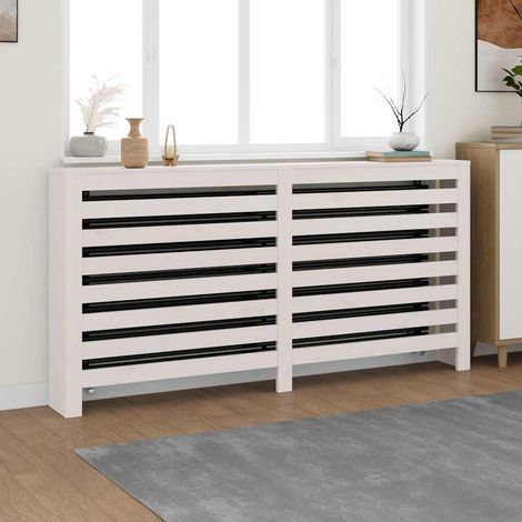 vidaXL Cache-radiateur Blanc 169x19x84 cm Bois massif de pin (1/5)