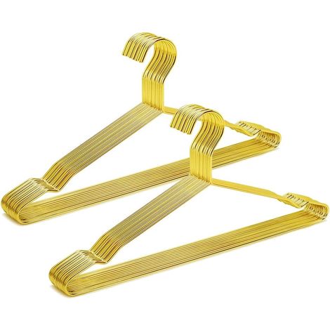 Lot de 20 Cintres en Fer Doré 43cm, Crochets Antidérapants, pour Costumes Chemises Robes, Rangement Armoire (1/5)